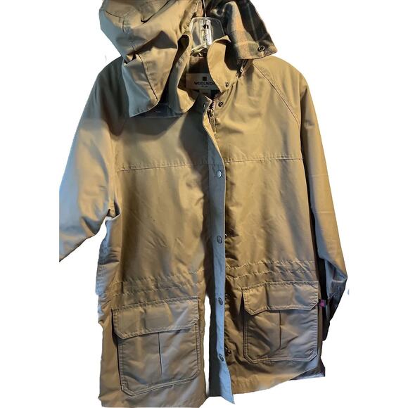 Woolrich Women’s L Brown Long Sleeve Full Zip Wool Lined Hooded Rain Jacket - Picture 1 of 16